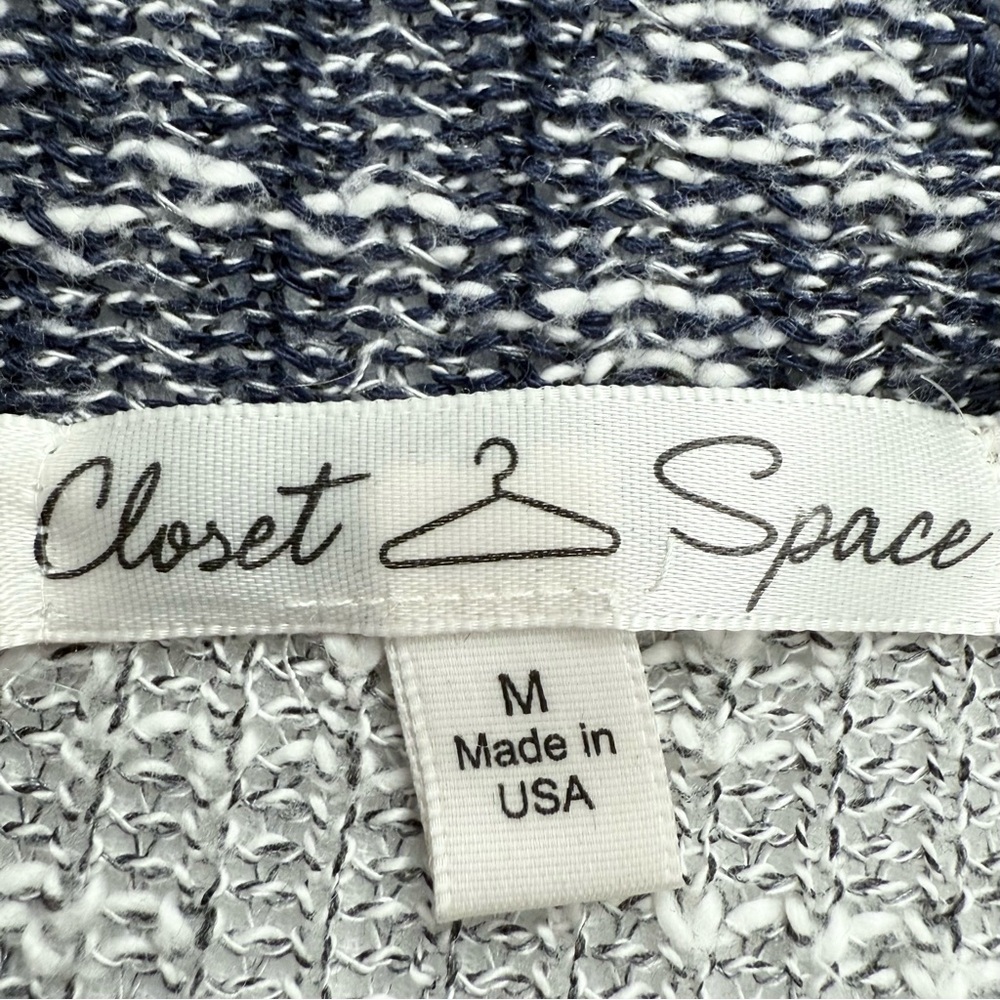 Closet Space navy & gray open knit boho cardigan sweater size medium Lightweight - Picture 7 of 10